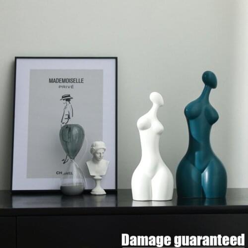 Women Body Statue Sculpture Nordic Ceramic Thinker Character Figurine European Style Office Home Decoration Accessories