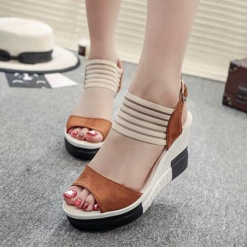 2019 Womens Sandals Wedge Female Casual Summer Sandals Roman Peep-Toe flats Shoes Roman Sandals Ladies Muffin bottom sandals