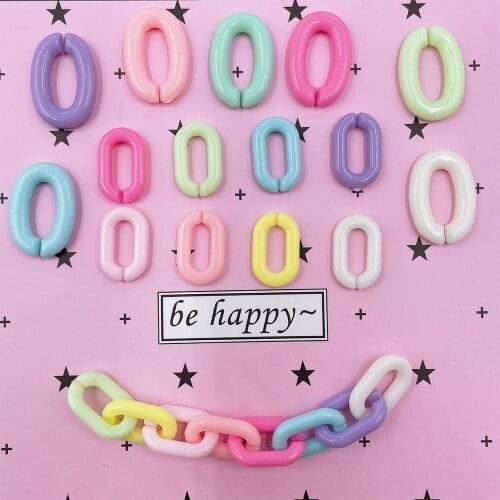 100pcs Acrylic Colorful U-shaped Opening Ring Macarons Plastic Can Be Assembled Chain Backpack Chain DIY Earring Accessories