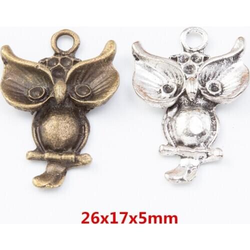 25 pieces of retro metal zinc alloy owl pendant for DIY handmade jewelry necklace making 7774