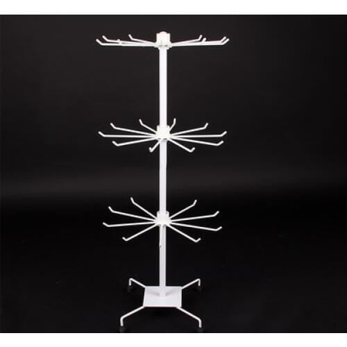 3 Tier White socks hat display stand scarf jewelry necklace bracelet rack gloves mask rotating retail cosmetic product shelves