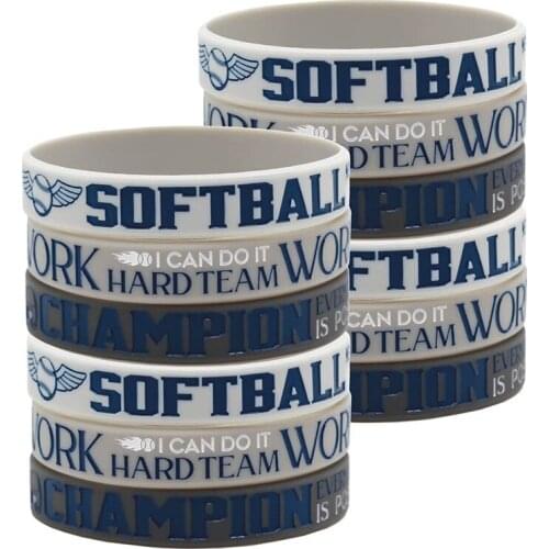 300pcs Softball Sports Quotes Personalized Silicone Bracelets Rubber Wristbands Free Shipping by DHL