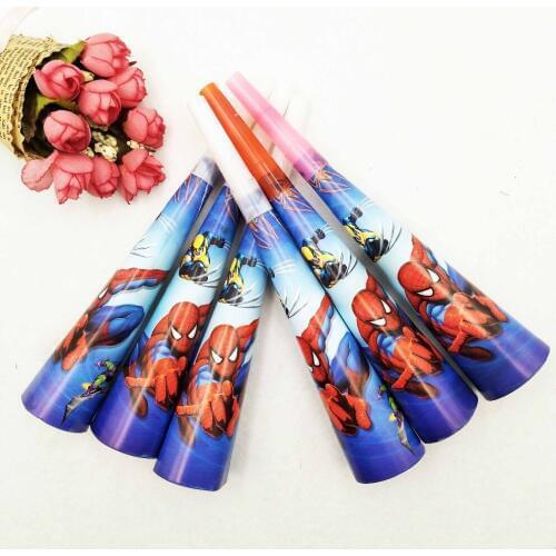 6pc/set Comics Spiderman Party Noise Horn & Trumpet Birthday Party Decoration Supplie Blowouts Whistles Anniversaire