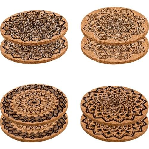 8Pcs Absorbent Coasters For Drinks Mandala Pattern Style Coasters With Cork Base Set Of 6 Unique Housewarming Gift