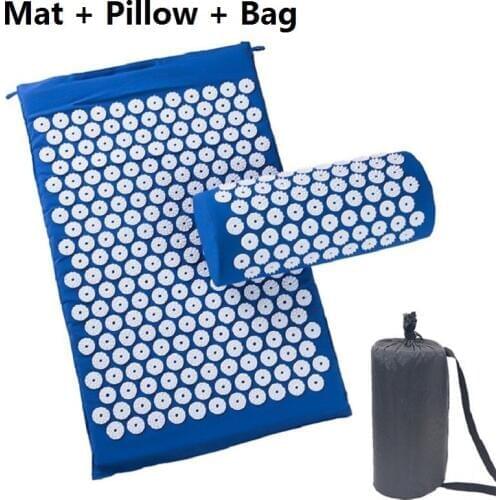 Acupressure Massage Mat Pillow Set Yoga Mat for Relieves Stress Back Neck Sciatic Pain Relaxation Tension Release with Free Bag