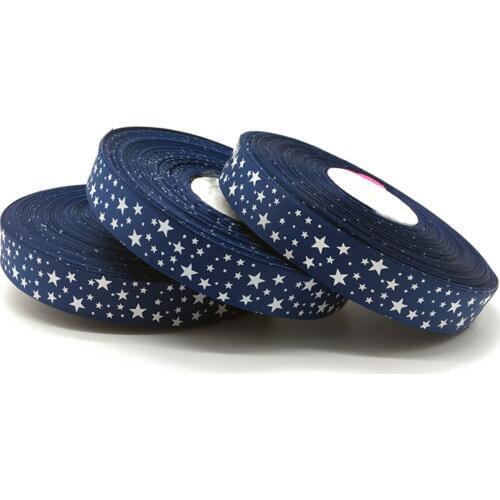 5 Yards/lot 1Inch (25mm)Wide Navy blue Printing Stars Grosgrain Ribbon Hair Bow/Christmas/wedding DIY Sewing Craft