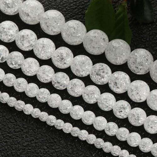15" Strand Czech Glass Beads Smooth Matte Round Cracked Crystal Kralen Loose Spacer Beads For Jewelry Making Bracelet 4-12mm
