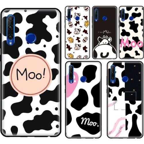 Cow Pattern Black White Case For Huawei Honor 10i 8 9 10 10X Lite 8A 7C 7S 8S 9S 7X 8X 9X 20 4C 6C 7A Pro Cover
