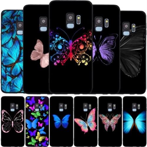 Animal butterfly Black Silicone Phone Case For Samsung S21 S20 A11 S10 S10E S9 S8 Plus Lite Note10 Note20 Ultra TPU Cover