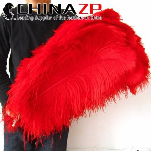 CHINAZP Factory Size 60-65cm(24-26inch) 50pcs/lot Fantastic DIY Decoration Dyed Red Ostrich Feathers