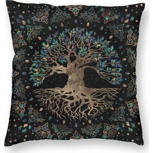 Tree Of Life Ornament Viking Throw Pillow Cover Home Decor Square Viking Valhalla Cushion Cover 45x45 Pillowcase for Living Room