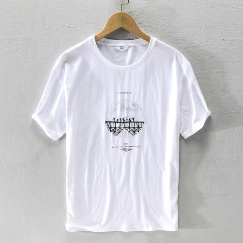 2020 Suehaiwes style Italy brand linen t shirt men casual white t-shirt for men fashion embroidered t shirts for men camiseta
