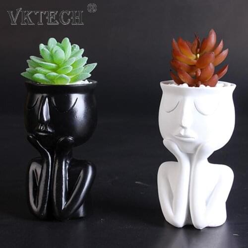 Humanoid Flower Pot Head Vase Planter Resin Small Plant Pot Indoor Succulent Planter Birthday Festival Wedding Gift