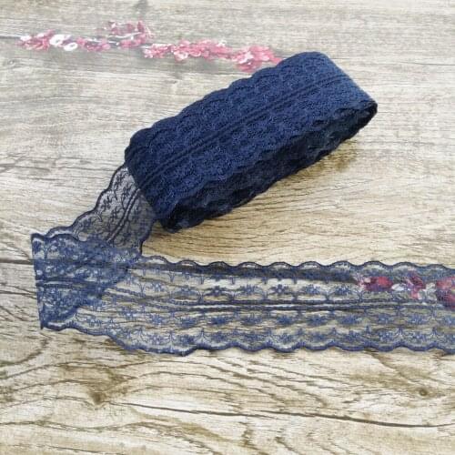 Beautiful! 10 yards 45mm Navy net embroidery lace Bilateral DIY jewelry, clothing, wedding, floral accessories
