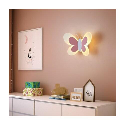 Butterfly Girl room creative cartoon children energy saving boy lamp bedside bedroom aisle wall lamp