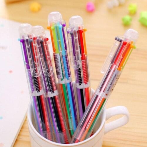 Creative Multicolor Ballpoint Pen Oil Pen Stationery Six Color Oil Pen Writing Stationery Office & School Pen For Student Prize