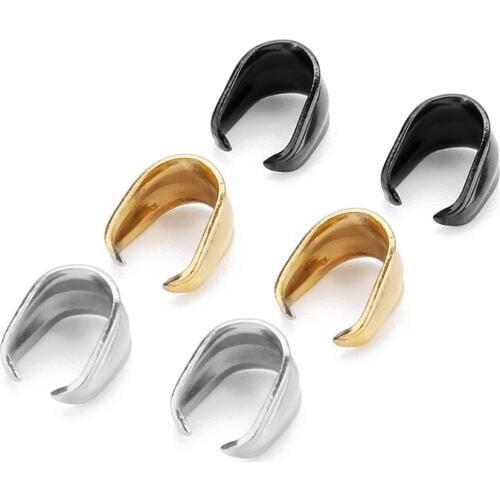 LOULEUR 10pcs/lot Steel/Black/Gold Colors Stainless Steel Charm Bails Beads Pendant Connector Clip Clasps Jewelry Making