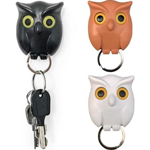 1PCS Night Owl Black White Brown Magnetic Wall Key Holder Magnets Keep Keychains Key Hanger Hook Hanging Key It Will Open Eyes