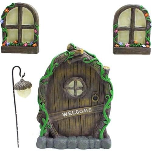 Mini Fairy Door And Windows Figurines Miniature Craft Fairy Garden Gnome Moss Terrarium Gift DIY Ornament Garden Decor Efficient