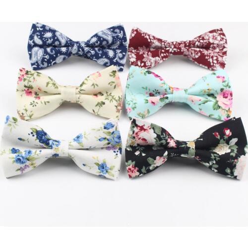 Mens Bow Tie Flexible Bowtie Smooth Necktie Soft Cotton Butterfly Decorative Pattern Paisley Flower Ties