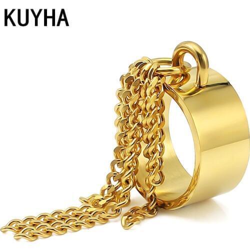 Simple Design Chain Tassel Gold/Silver Color Rings Set For Women Men Geometry Finger Ring Set Female Jewelry Present