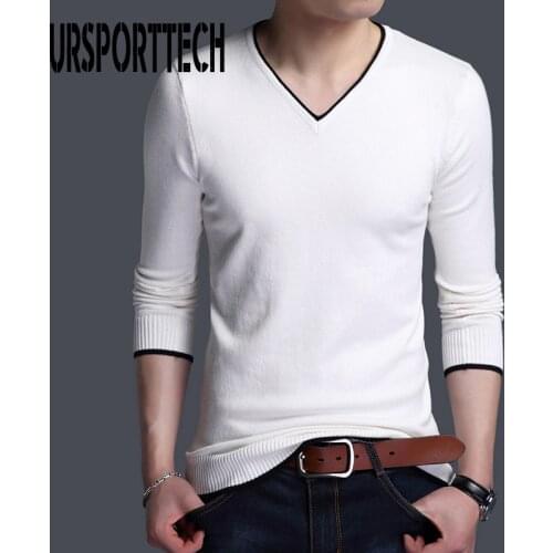 Autumn Winter T shirt Men Big Size Long Sleeve V-neck Solid Full Sleeve T shirt Men Casual T-shirts For Men Fitness Tops Tees