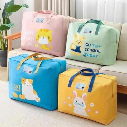 Portable Cartoon Storage Bag Childrens Quilt Pillow Finishing Pockets Home Large-Capacity Organizer Wardrobe Finishing Supplies