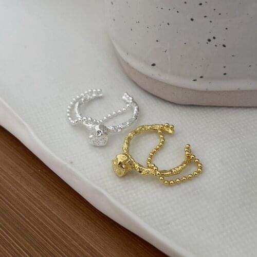 Adjustable 925 Sterling Silver Dangling Chain Tassel Ring Handmade Jewelry Hip Hop Rock Knuckle Double Layer Rings for Women Men