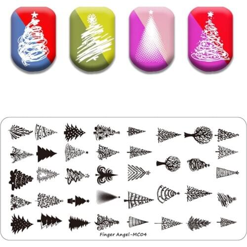 Stamping Plates Christmas Tree Theme Plate Marble Geometric Stainless Steel Nail Art Image Plate Stencil