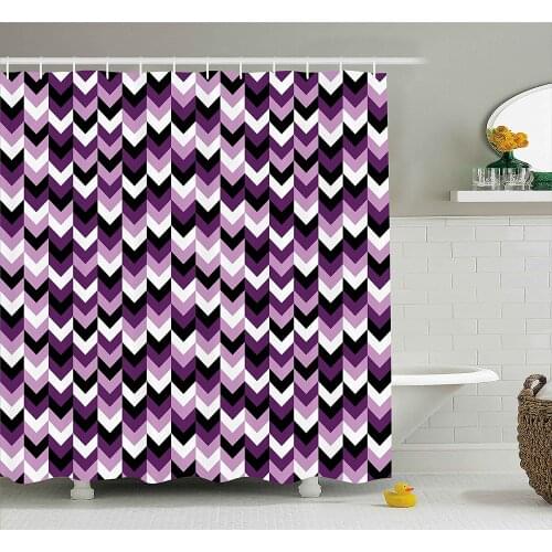 Chevron Shower Curtain Zig Zag Arrows Geometric Symmetric Pattern Retro Stylized Old Design Bath Curtains For Bathroom Bathtub