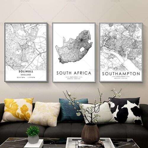 SOLIHULL SOUTH AFRICA SOUTH AMPTON SPAIN SPLIT City Map Poster PaintingWorld CityMap