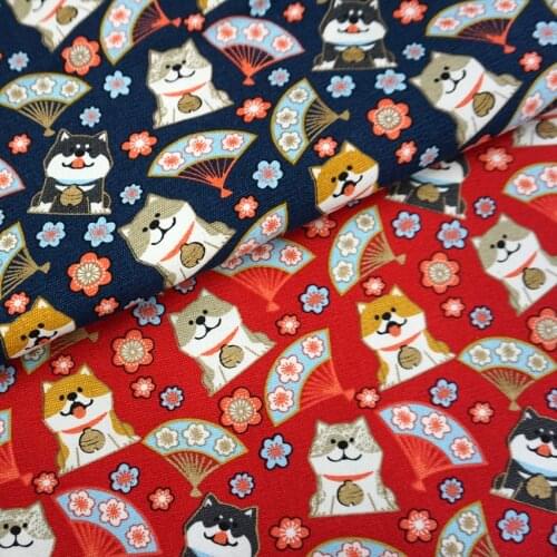 Style Shiba Inu Akita Dog Handmade Patchwork Cotton Canvas Fabric Sewing Bag Pillow Diy Tablecloth Curtain Sofa 91cm*145cm