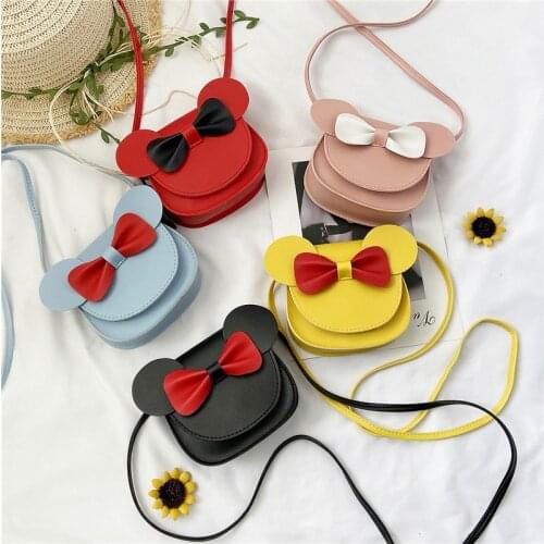 Genuine Disney Crossbody Bags Mickey Mouse Cartoon Anime Small Coin Purse for Girls Women Kids Birthday Gifts Bag with Flap Kids