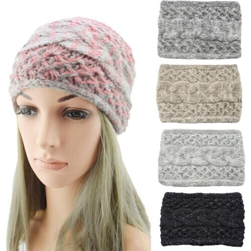 Knitted and widened linen hair band movement headband ear protector headband hand-worn hair trim warm hair band