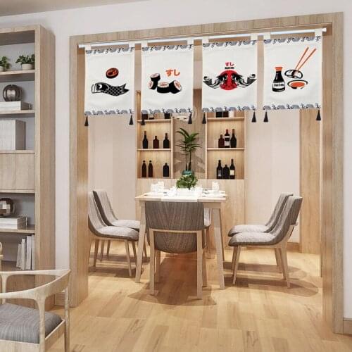 Japanese Door Curtain Partition Short Curtain Kitchen Hanging Flag Half Curtain Sushi Shop Restaurant Curtain Decoration