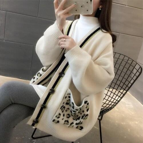 Women Cardigans Sweater Autumn Winter Floral Bird Pattern Knitted Coat Cardigan Single Breasted Casual Knit Jacket Sweater
