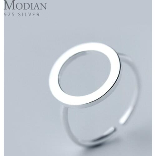 Modian Classic Round Shape Sterling Silver 925 Ring for Women Fashion Open Adjustable Finger Ring Fine Jewelry Girl Gift