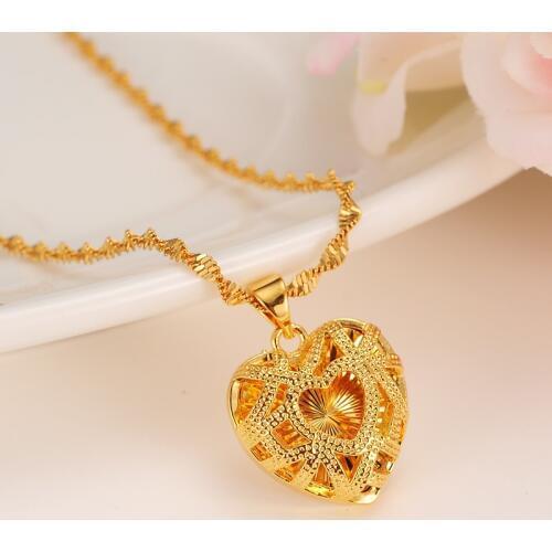 Gold Pendant without necklace Gold filled Romantic Love Heart Vintage Jewelry Women girls Valentines Day Gift mother gift