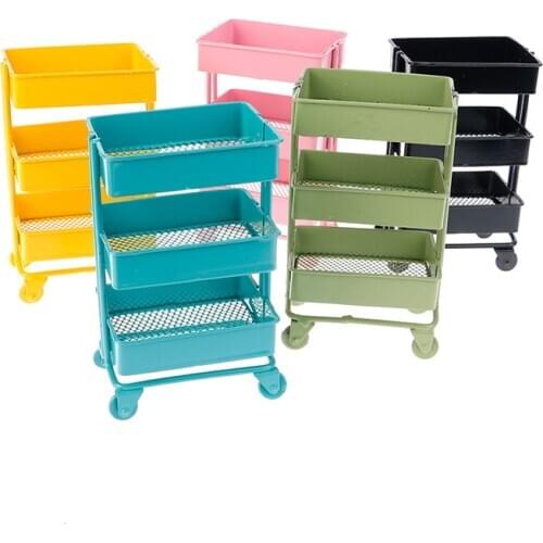 1:12 Dollhouse Miniature Furniture Shelf Bookshelf With Wheels Storage Display Rack Dollhouse Furniture Accessories
