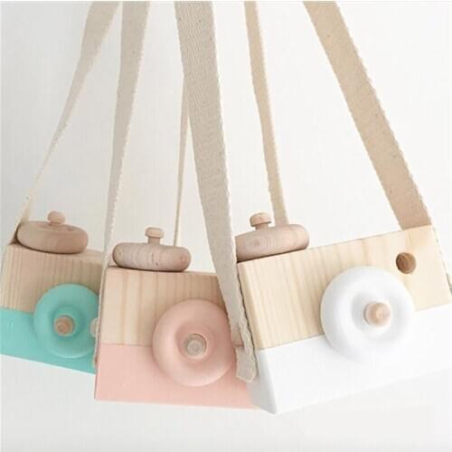 1 Piece Hanging Wooden Camera Toys Baby Kids Safe Natural Educational Toys Fashion Home Photography Prop Decor Gifts