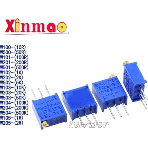10pcs 3296W 3296 50 100 200 500 ohm 1K 2K 5K 10K 20K 50K 100K 200K 500K 1M ohm 103 100R 200R 500R Trimpot Trimmer Potentiometer