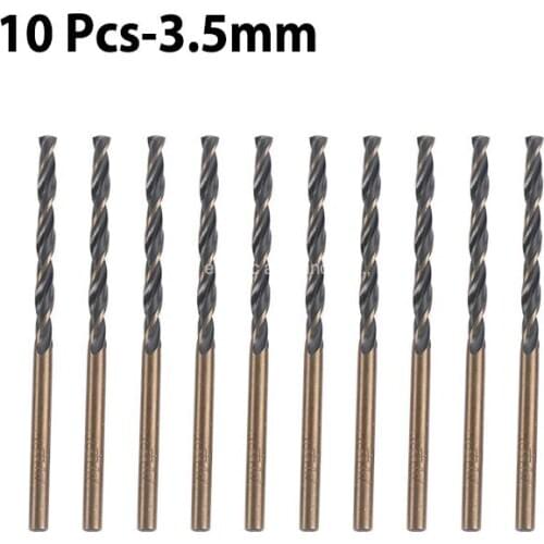 10Pcs/lot 3.5mm Twist Drill Bits Straight Shank 6542 High-Speed Steel HSS Wear-Resistant Heat Treatment