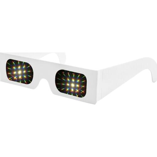 100pcs Paper Cardboard 3D Diffraction Glasses With 13500 Lines/Spiral Rainbow effect for Fireworks Displays,Holiday Lights&Club