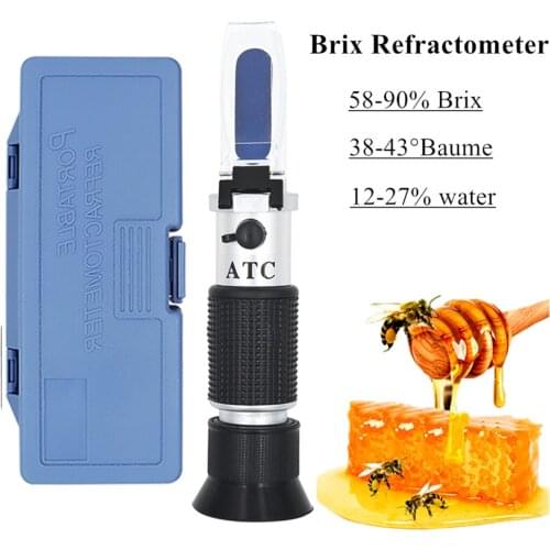 3 in 1 Refractometer Honey Tester 58-90% Brix 38-43°Baume 12-27% Water For Beekeeper Bee Honey Refractometer Sugar Meter 40% Off