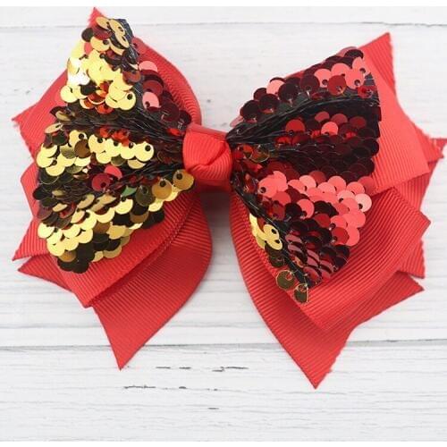 36pc/lot 5"Girls Reversible Mermaid Sequins Hair Bow Women Hair Clip DIY Pattern Flip Sequin Hairpins Children Hair Accessories