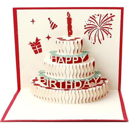 3D Stereoscopic Greeting Card Handmade Gift Decoupage Birthday Cake Postcard -Y102