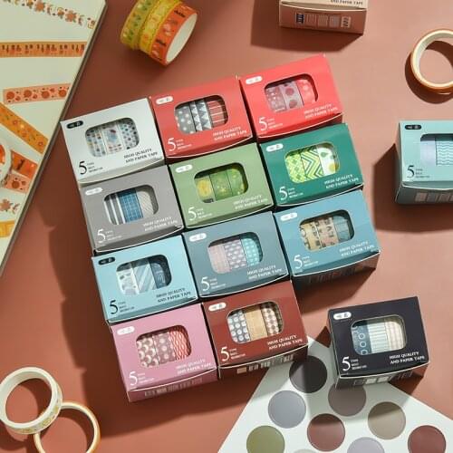 5Rolls/Pack 20MM*3M Geometric Washi Tape Stickers Scrapbooking Decorative Stickers For Album Bullet Journal Planner Scrapbooking