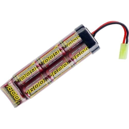 8.4V 7S 2/3A 1600mAh NiMH Flat Battery Pack with Mini Tamiya Connector for Airsoft Guns MP5, SCAR, M249, M240B, M60, RPK, PKM