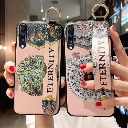 Wrist Strap Case For Redmi Note 6 5 7 8 Pro 4X Cover For Xiaomi 9 8 5X 6X CC9 A3 Lite Mi8 Mi9 Retro Flower Phone Holder Cases