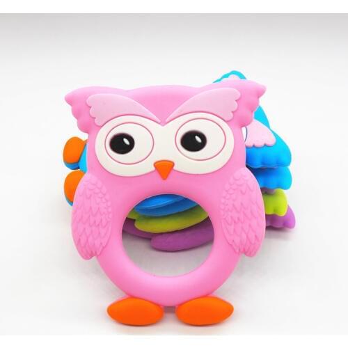 Chenkai 5PCS BPA Free Silicone Owl Teether DIY Newborn Baby Nursing Chewing Mommy Jewelry Night Animal Grib Crafts Toy Gift